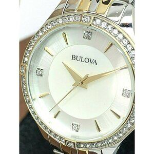 Bulova Women's Watch 98L273 Two Tone Crystal Accent Mother of Pearl Dial